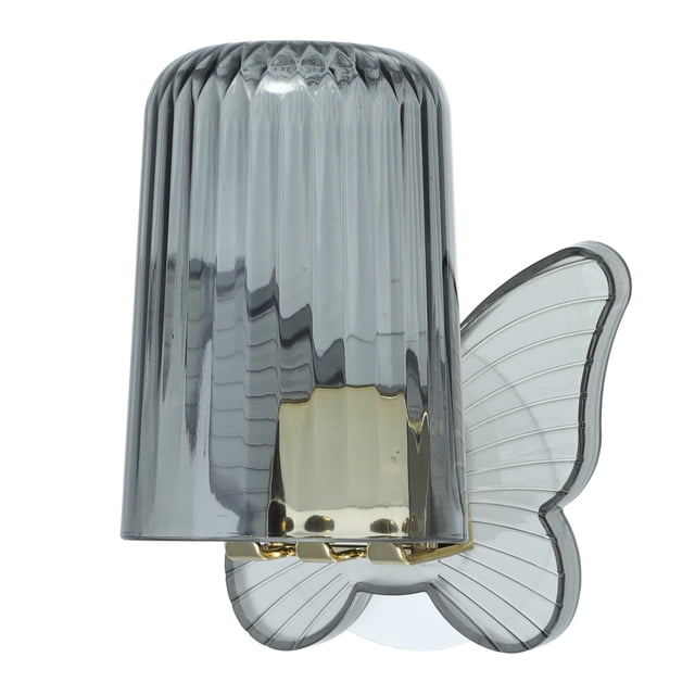 1 juego de soporte para cepillos de dientes montado en la pared, soporte para cepillos de dientes de pared para baños, lindo soporte para cepillos de dientes colgante con taza, gris, 4,33 x 3,35