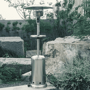 Cumka Outdoor Propane Patio Heater Stainless Steel with Wheels Hose Set Round Side Table