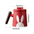 thumbnail image 3 of Ceramic Coffee Mugs with Lid, Vintage Red Coffee Cups with Handles Cute Aesthetic Easter Mug Solid Restaurant Porcelain Tea Mug - Gifts for Women Mom, 3 of 6