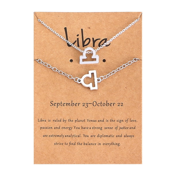 Collar para mujer, Joyas para mujer, Joyas para mujer, Conjunto de collar y pulsera de doce constelaciones, Collar con tarjeta de constelación, un collar