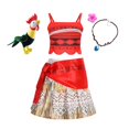 thumbnail image 3 of Disney Moana-vestido de princesa Vaiana para niños, disfraz de fiesta de cumpleaños con corona, collar, conjuntos de pollitos de cerdo, 3 of 5