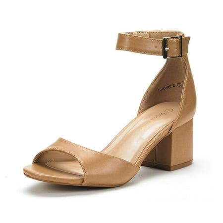 

Dream Pairs Women s Dress Party Heel Sandals Ladies Low Block Pumps Shoes CHUNKLE NUDE/PU Size 11