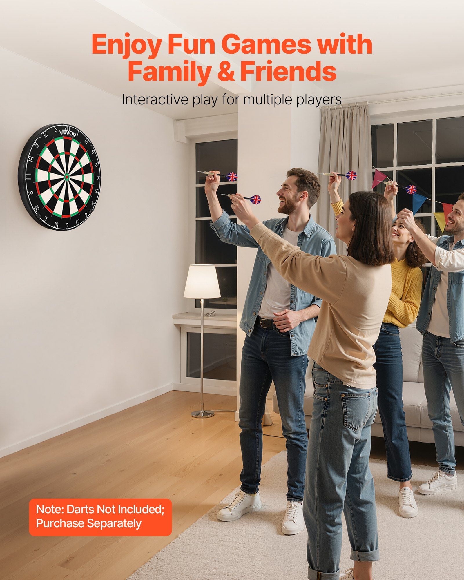 Dart Board, High-Grade Self-Healing Sisal Fiber Dartboard with Staple-Free Bullseye, Blade Wire & Rotating Number Ring, 17.7" Professional Dartboard for Home Party Game Room (Darts Not Included)