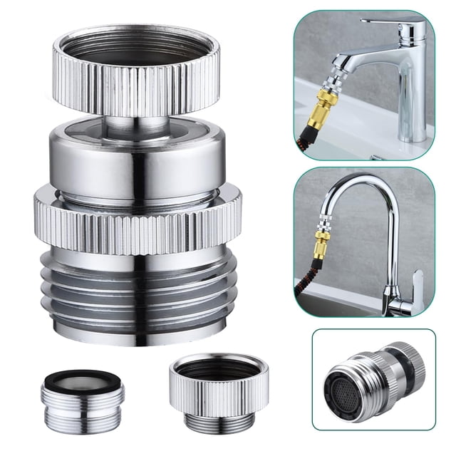 Adaptador de grifo SNUTUYA de latón de 3/4 pulgadas con aireador cromado