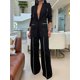 thumbnail image 4 of Conjunto de Traje Elegante de Dos Piezas para Mujer, Chaqueta Informal de Negocios de Gran Tamaño, Pantalones de Trabajo de Pierna , para Otoño y . Negro XL, 4 of 9
