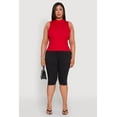 thumbnail image 3 of Womens Plus Size Rib Knit Sleeveless Mock Neck Top, 3 of 5