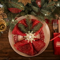 CREATITOY Christmas Snowflake Napkin Ring Gold And Silvery Pearl Hollow Designs Elegant Table Decor For Holiday Dinner Party Wedding