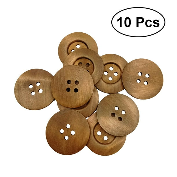 Frcolor Wooden Buttons Button Round Hole Color Coat Sewing 4 Brown Large Holes Diy Wood Snaps