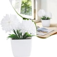 thumbnail image 2 of 1 Pc Fake Plant Small Artificial Green Plant Faux Flowers with Vase Fake Daisy Bouquet in Square White Plastic Vase Flowers for Table Decoration Farmhouse Floral Arrangement, 1.97x4.72 Inch, White, 2 of 9
