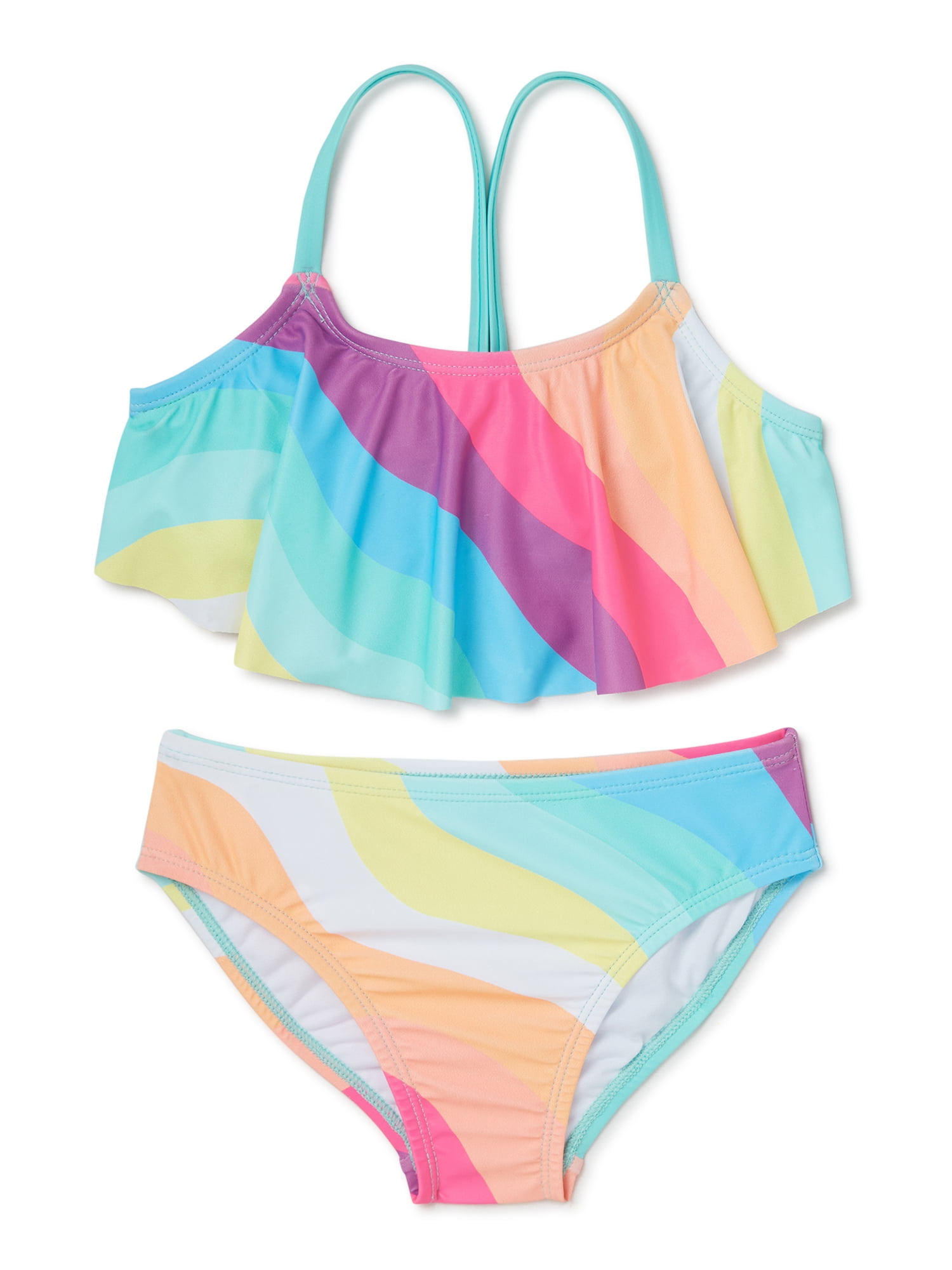 KunLunMen Girls Two Piece Swimsuits Summer Beach Ruffle Bikini Sets 3-10 Years 