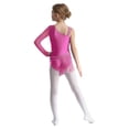thumbnail image 3 of Hansber Big Girl's One Shoulder Ballet Dance Leotard Dress Latin Jazz Ballroom Dancing Bodysuit Figure Ice Skating Dress Hot Pink 16, 3 of 6