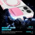 thumbnail image 4 of Allytechgroup Magnetic for iPhone 16 Plus Case with Kickstand, [Slide Camera Cover] Rotatable Ring Holder Stand Military Grade Drop Protection Back Cover for iPhone 16 Plus, Pink+White, 4 of 10