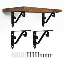 Uxcell 4 Pcs Decorative Shelf Brackets, 200mm/8 Inch Heavy Duty Floating Shelf Brackets for Wall Bookshelves Shelves Support, Black