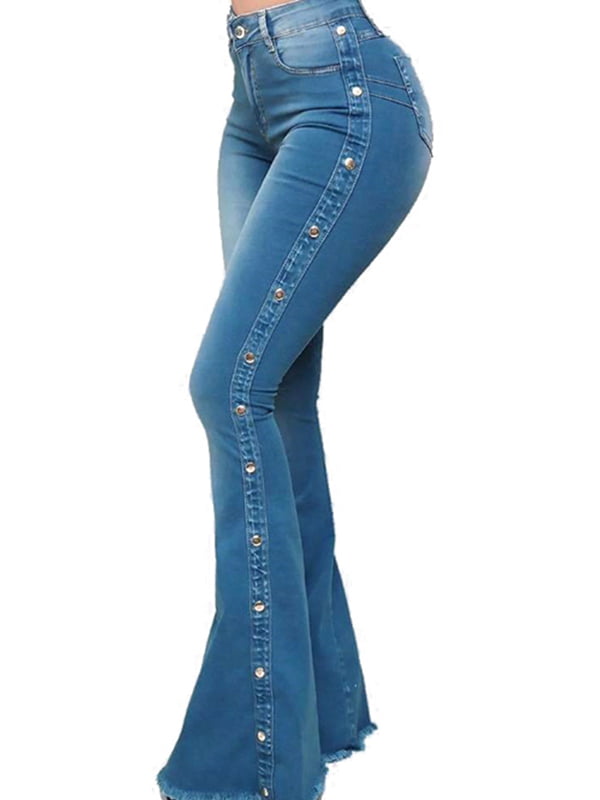 Julycc Women's Stretch Skinny Flare Jeans High Waist Denim Bell Bottom ...