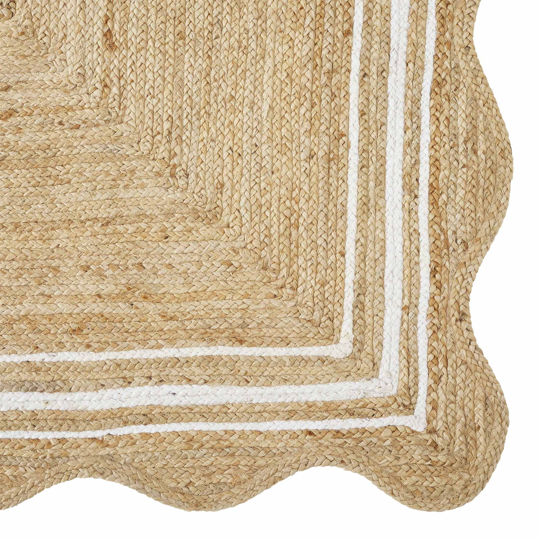 My Texas House Natural/White Scallop Jute with Border Area Rug, 5' x 8'