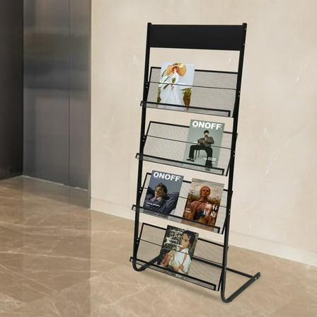 4 Layers Office Newspaper Rack Magazine Stand Literature Holder Book Magazine Display
