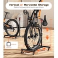 thumbnail image 3 of Vertical Bike Stand with Wheels, Freestanding Bicycle Rack for Wheels up to 29", Adjustable Height with No Drilling for Garage, Up To 80 lbs, 3 of 8