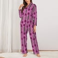 thumbnail image 2 of KLL Tulips Flowers Print Women's Long Sleeve Pajamas with Pants Sleepwear Loungewear 2 Set-Medium, 2 of 7