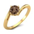 thumbnail image 2 of 0.50 Ctw Round Smoky Quartz 925 Sterling Silver Gold Vermeil Solitaire Bypass Valentines Day Gifts Ring, 2 of 3