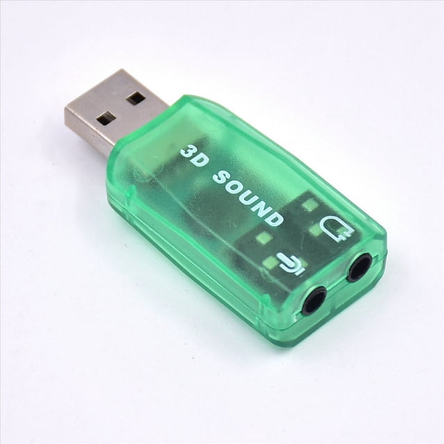 2X USB Sound Card External Sound Card USB to 3.5Mm Stereo Audio Adapter for Win 7 8 Android Speaker Laptop Headset Green