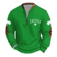 thumbnail image 5 of Penkiiy Día de San Patricio de hombre 1/4 Sudadera de cuello cremallera Shamrock Camisa irlandesa de manga larga XL Multicolor, 5 of 5