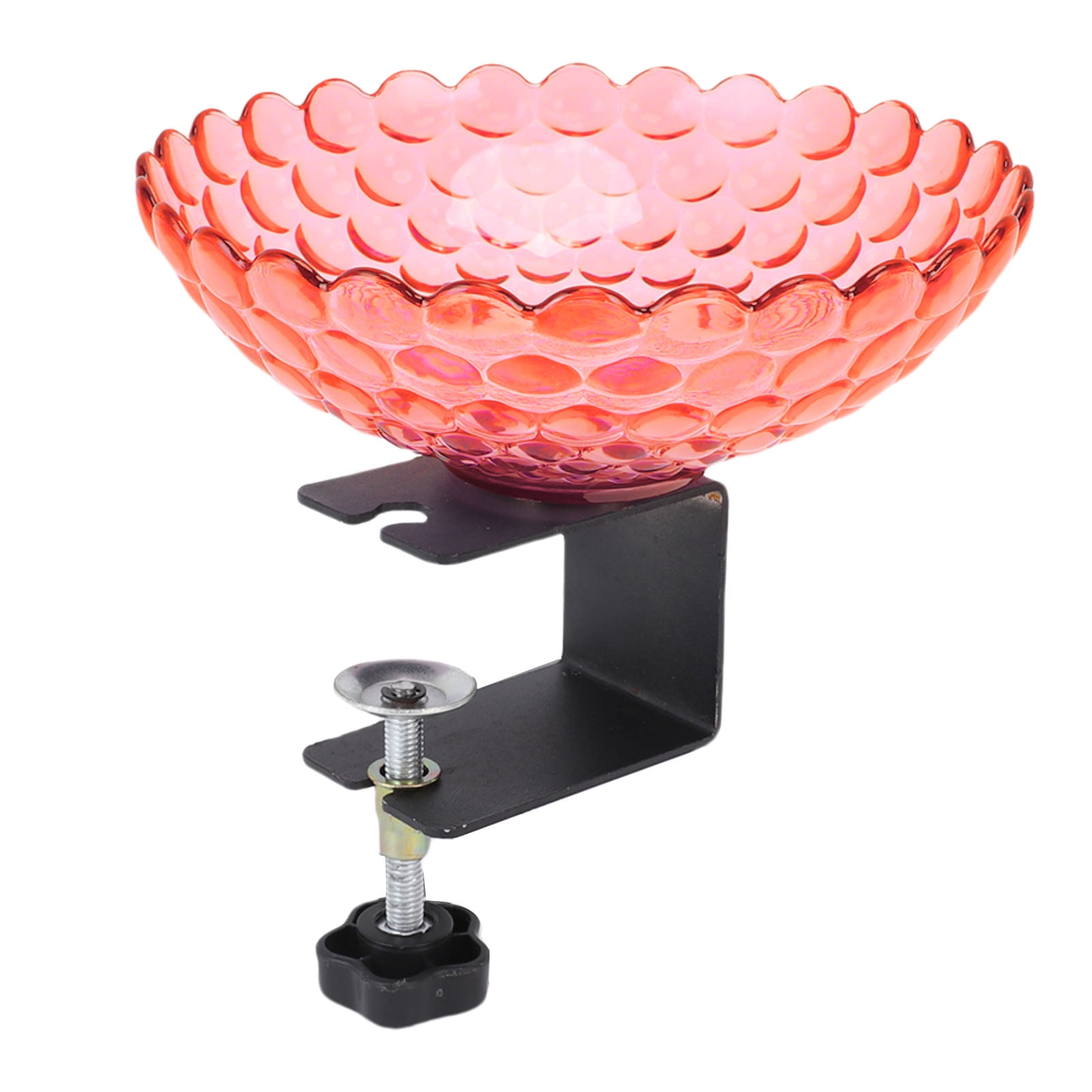 YAHHU Red Deck Mounted Bird Bath Plastic Detachable Outdoor Bird Feeder Water Bowl Adjustable Clamp for Balcony Garden Fence 6.9x5.12 inches / 17.5x13 cm