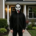 thumbnail image 5 of Scary Ghost Face Full Zip Masked Hoodie, Black Long Sleeve Hooded Sweatshirt Outfit for Men Women Halloween, 5 of 5