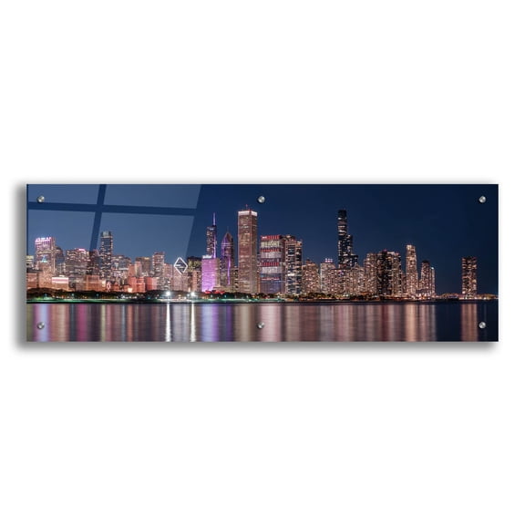 Epic Art 'Chicago Nighttime Skyline' by Epic Portfolio Acrylic Glass Wall Art, 36" x 12"