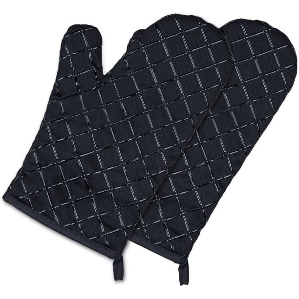 Manoplas para Horno, Manoplas para Horno, Resistentes al Calor, Impermeables y Antideslizantes, agarraderas para Horno, Barbacoa, manipulación de Cocina, Forro de algodón, 1 par, Negro