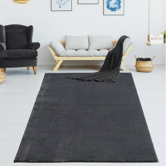 LaDole Rugs 3x10 ft Fluffy Shaggy Area Runner Rug | Machine Washable Long Carpet For Hallway, Kitchen, Entry Way, Indoor Floor Décor | Anthrasite Grey