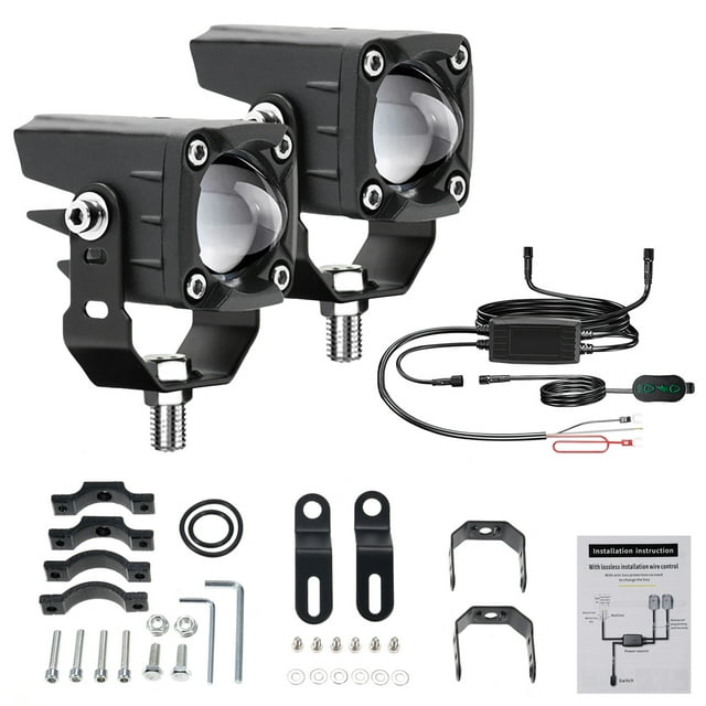 faros Luces antiniebla LED para motocicleta, 120 W, 18000 lm, 6 modos de iluminación, luces auxiliares LED con kit de arnés de cableado y soportes de montaje compatibles con tractor, camión, ATV, UTV,