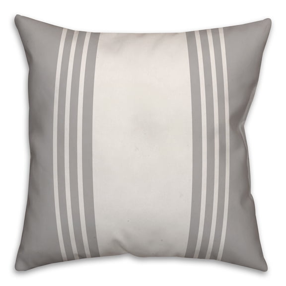 Creative Products Grey and White Farmhouse Stripe 18x18 Spun Poly Pillow
