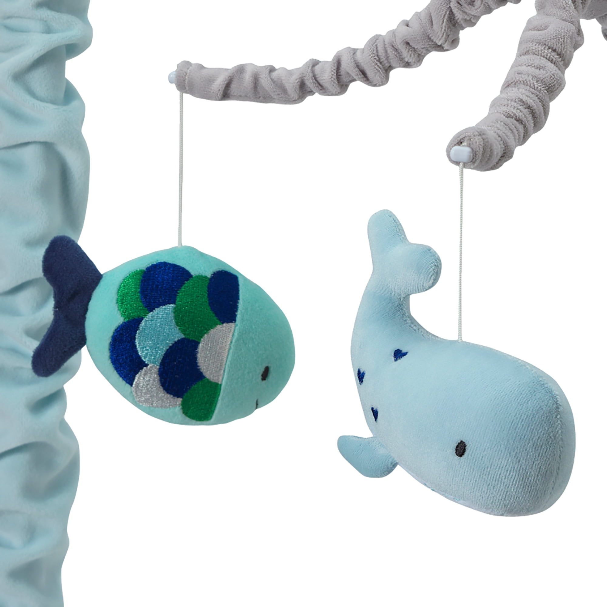 Lambs & Ivy Oceania Blue/Gray Whale/Fish Nautical/Ocean Musical Baby Crib Mobile