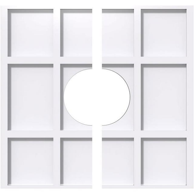 Ekena Millwork CMP24RK2-07000 24 in. OD x 7 in. ID Square Rubik Architectural Grade PVC Contemporary Ceiling Medallion - 2 Piece
