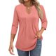 thumbnail image 2 of Camiseta con cuello en V y detalle de volantes para mujer: manga 3/4, informal de verano, tejido transpirable, ideal para combinar con vaqueros, 2 of 5