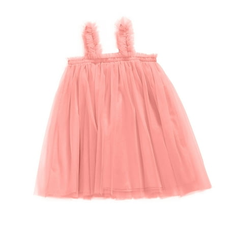 

DNDKILG Toddler Baby Child Children Kids Sleeveless Dresses for Girl Tulle Tutu Sundress Summer Dress Pink 1Y-5Y