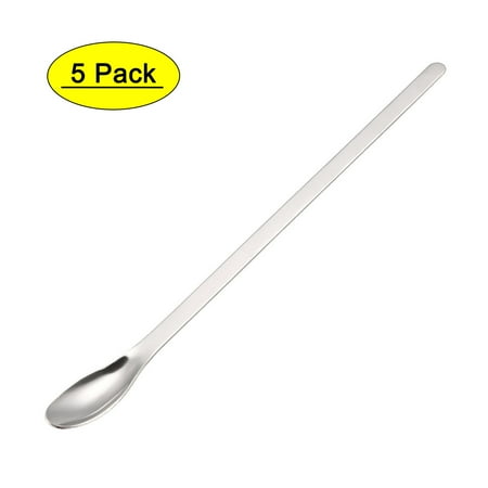 Uxcell 220mm Stainless Steel Micro Scoop Reagent Sampling Spoon 5 Pack