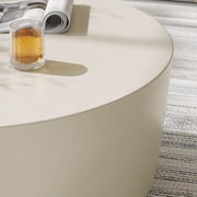 Brion Round Indoor - Outdoor Patio Concrete Coffee Table in White