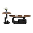 thumbnail image 2 of GZXS Modern Nesting Tables Set of 2, Oval Coffee Table with Storage Drawer, and Round End Table, for Living Room,Apartment,Home Office (Brown+Black), 2 of 8