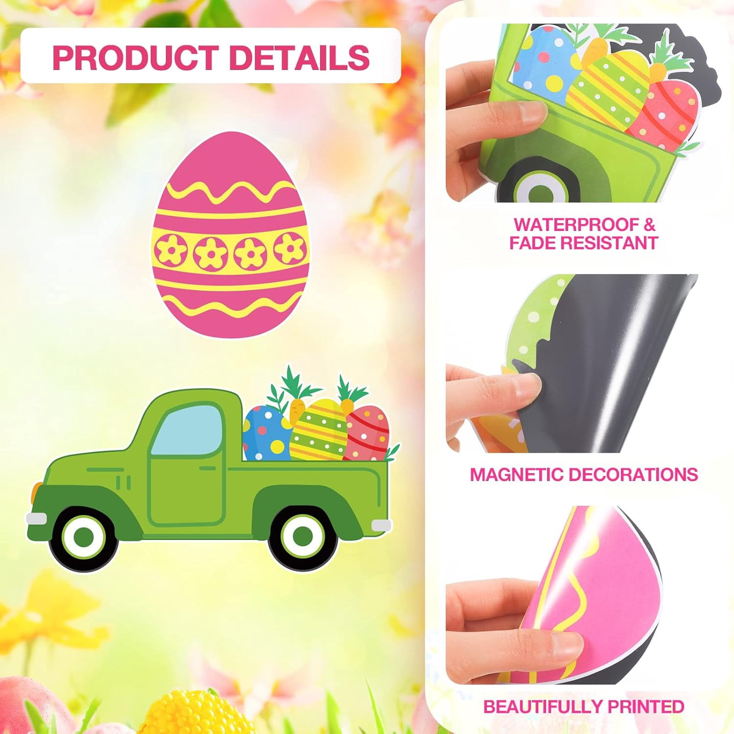 23 Pcs Happy Easter Garage Door Magnets Large Easter Garage Door Decorations Holiday Magnetic Stickers Spring Bunny Garages Magnets Spring Egg Gnome Decals for Car Refrigerator Decor