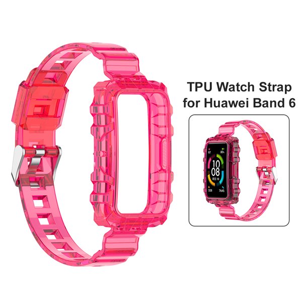 Correa transparente de TPU para HUAWEI HONOR Band 6 Wristband Belt (Rose Red)