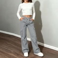thumbnail image 7 of ZBSOKO Girls Cargo Pants Wide Leg Elastic Waist Utility Pant with Multi Pockets Straight Leg Casual Outdoor Trousers Sizes 5-15 Years, 7 of 7