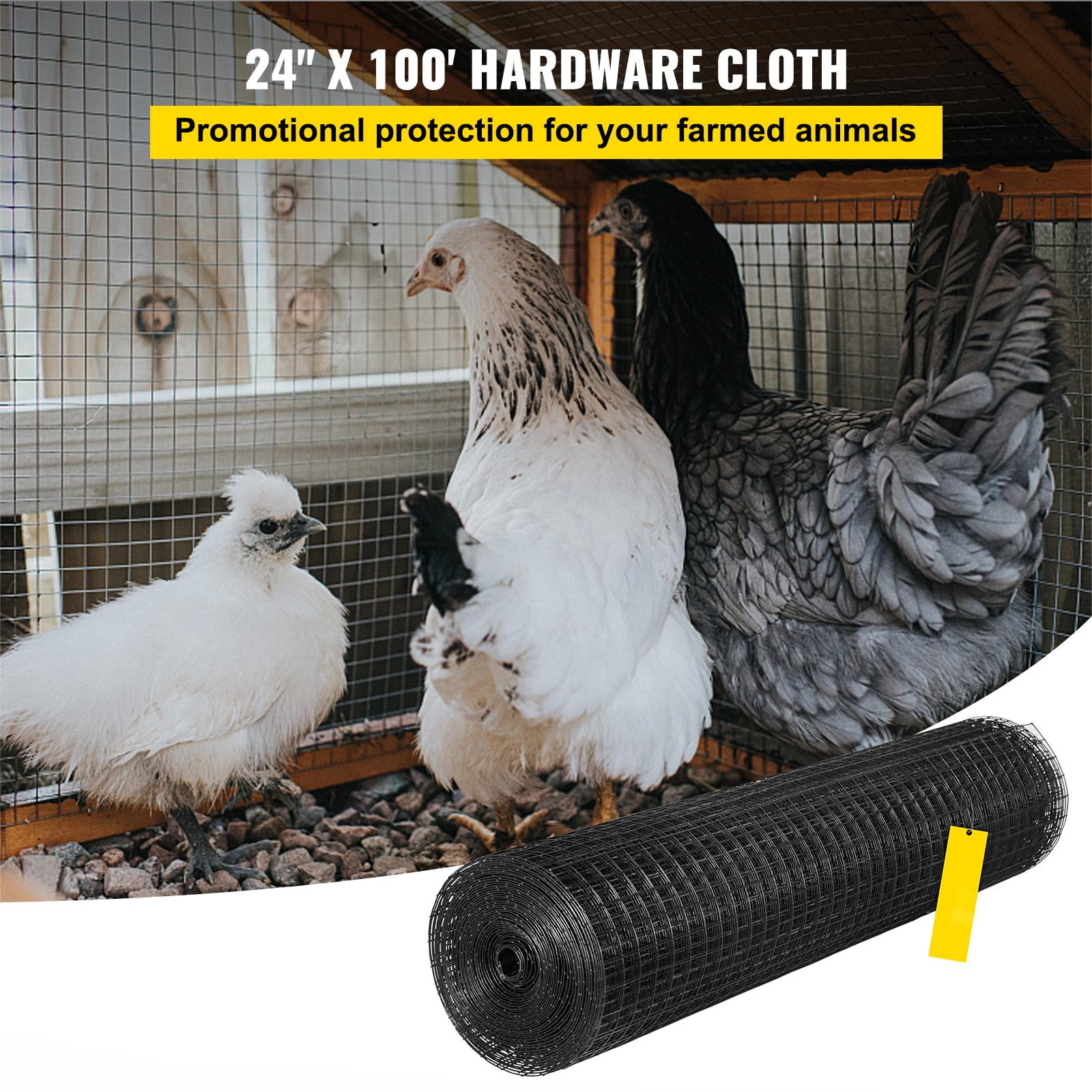 VEVOR Welded Wire Fence Vinyl Coated Chicken Rabbit Mesh 1"x1" 16 Gauge 48"x50'