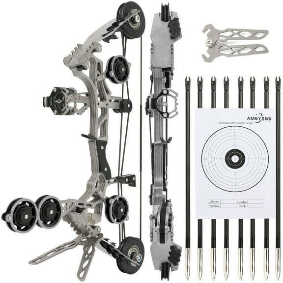 TONE 11'' Mini Compound Bow Set 10lbs Stainless Steel Well-designed Toy Game