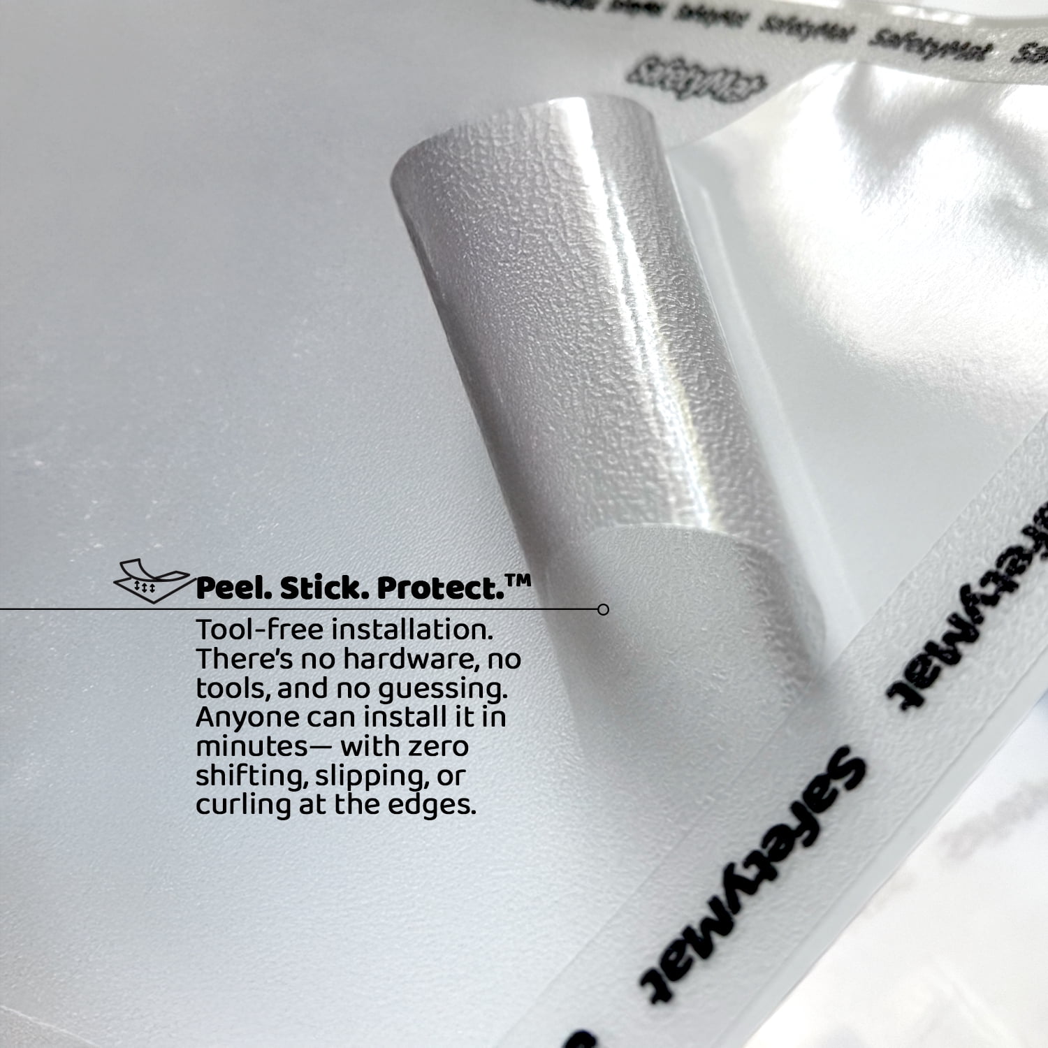 White Shower Mat Non Slip | Peel and Stick, Anti Slip Bath and Shower Safety Mat