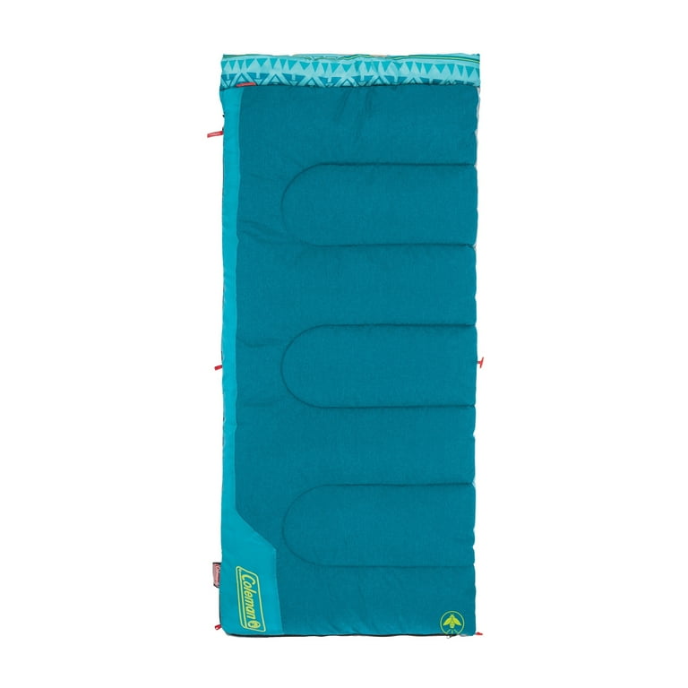 Coleman Kids 50 Degree Warm Weather Rectangular Youth Sleeping Bag Teal 26 x60 Walmart