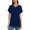 Navy Blue, variant on Women's Casual V-Neck T-Shirt Loose Fit Rolled Cuff Tunic Tops with Side Slit Black
