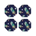 thumbnail image 2 of Balery 4 Pcs Astronaut Dinosaur And Spaceleather Coasters Set, Drink Table Cup Coasters For Living Room Kitchen Coffee Decor, 2 of 9