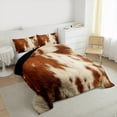 thumbnail image 3 of Manfei Fashion Rustic Print Queen Comforter Set, Vintage Cow Print Bedding Sets, Teen Female Men Adult Reversible Bedding Comforter Set, Microfiber Bedroom Decor, 3 Pieces, 3 of 8