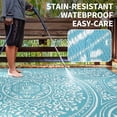 thumbnail image 3 of Hasoo 9' x 18' Light Blue Outdoor Rug for Patio Decor Waterproof Plastic Straw Modern Geometric Carpet PP Tube Woven Portable Camping Mat for Picnic Balcony, 3 of 7